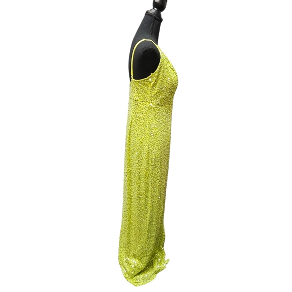 Amore Bella Green Sequin Halter Pull Over Maxi Evening Dress Sz L - Picture 3 of 9